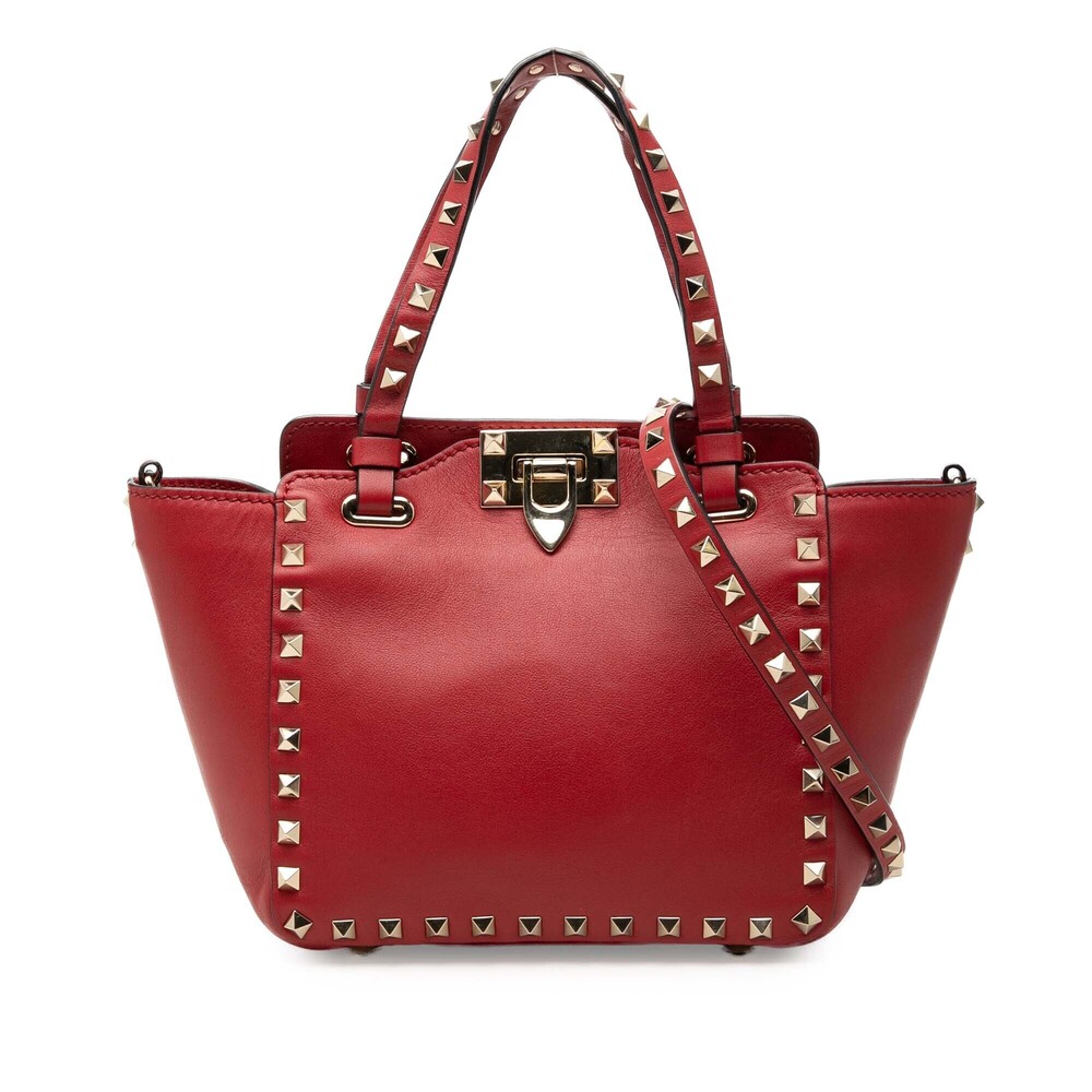 Pre-Loved Valentino Mini Grained Calfskin Rockstud Trapeze Satchel